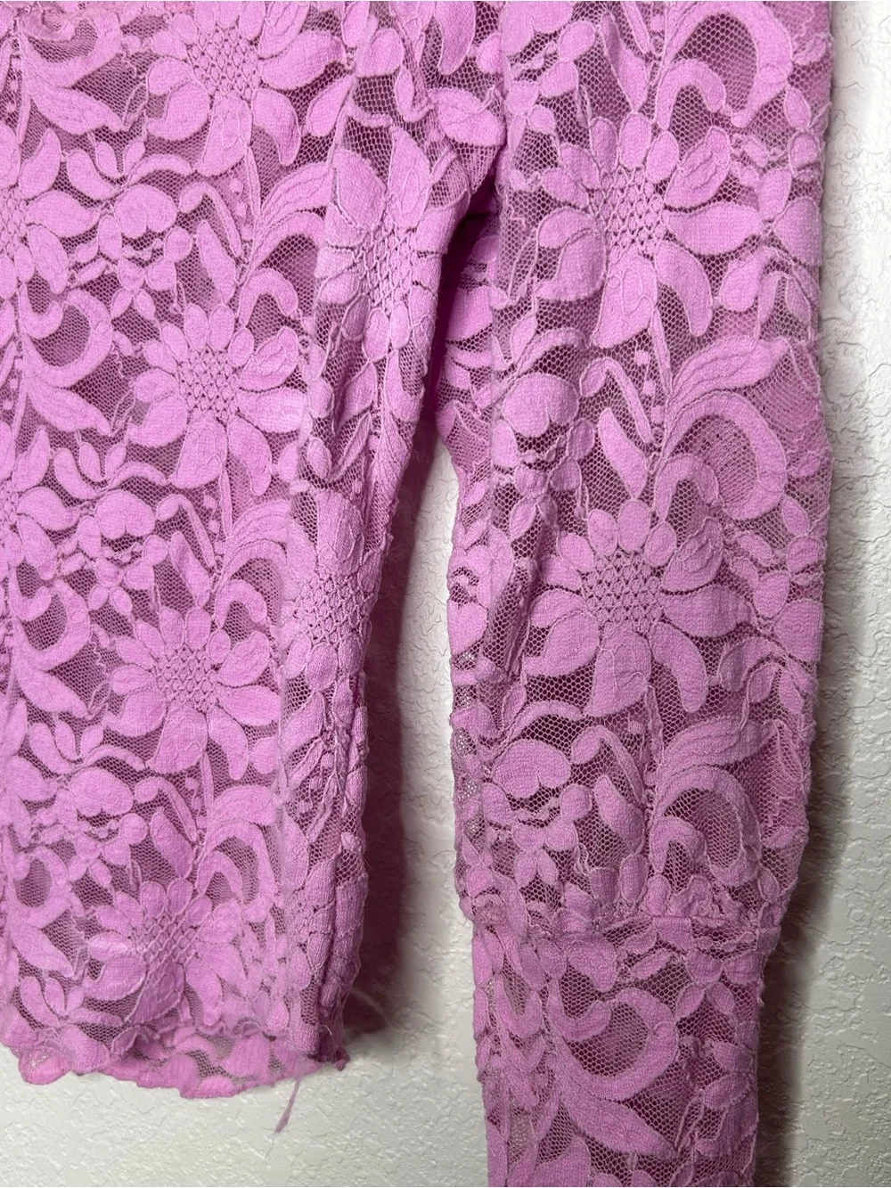 Free People Intimately Lilac Lace Long Sleeve Top